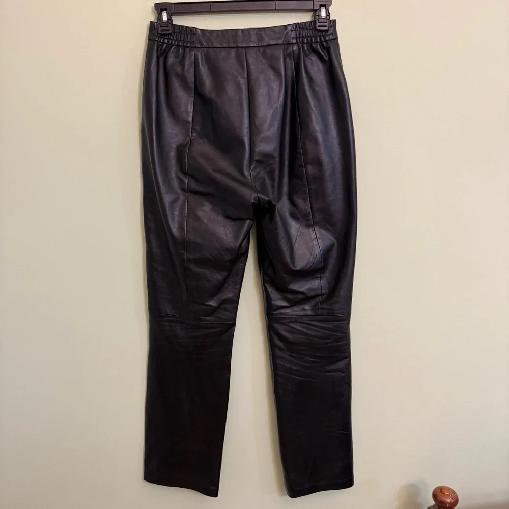 Vtg 80’s Margaret Godfrey black genuine lambskin leather pants lined woman 10